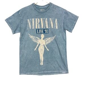 Nirvana Band Tee Mens Medium Blue Live '93 In Utero Tour T-Shirt‎ Concert Retro